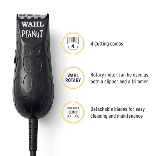 Wahl Professional Black Peanut Hair and Beard Clipper Trimmer with a Powerful Rotary Motor for Professional Barbers and Stylists - Model 8655-200