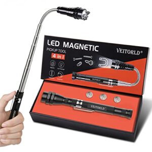 veitorld extendable magnetic flashlight, telescoping magnet pickup tool – gifts for men dad husband him from daughter son, unique birthday gifts ideas for boyfriend grandpa brother women