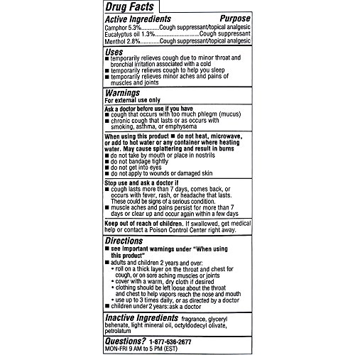 Mentholatum No Mess Vaporizing Rub with Easy-to-use Roll On Applicator, 1.76 Ounce (50g) - 100% Natural Active Ingredients for Maximum Strength Cough Relief