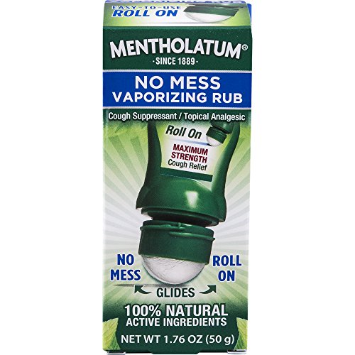 Mentholatum No Mess Vaporizing Rub with Easy-to-use Roll On Applicator, 1.76 Ounce (50g) - 100% Natural Active Ingredients for Maximum Strength Cough Relief