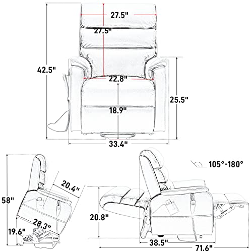 Irene House 9188 Lay Flat Sleeping Dual OKIN Motor Lift Chair Recliners for Elderly Infinite Position Recliner with Heat Massage Up to 300 LBS Electric Power Lift Recliner(Brown Faux Leather)