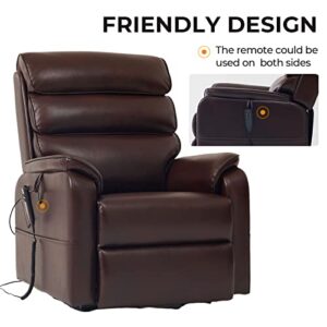 Irene House 9188 Lay Flat Sleeping Dual OKIN Motor Lift Chair Recliners for Elderly Infinite Position Recliner with Heat Massage Up to 300 LBS Electric Power Lift Recliner(Brown Faux Leather)