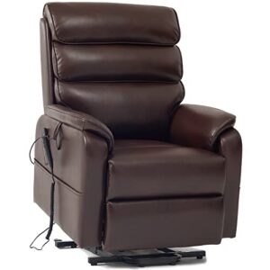 Irene House 9188 Lay Flat Sleeping Dual OKIN Motor Lift Chair Recliners for Elderly Infinite Position Recliner with Heat Massage Up to 300 LBS Electric Power Lift Recliner(Brown Faux Leather)