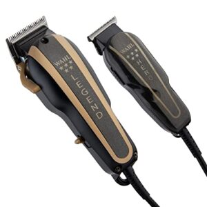 wahl professional 5 star barber combo with legend clipper and hero t blade trimmer for professional barbers and stylists – model 8180