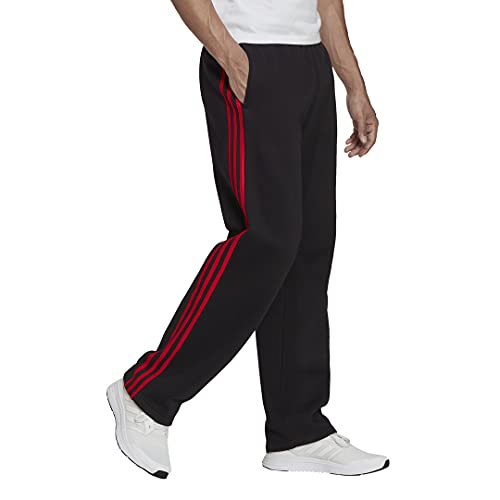 adidas mens Essentials Fleece Open Hem 3-stripes Pants, Black, XX-Large 30 Inseam US