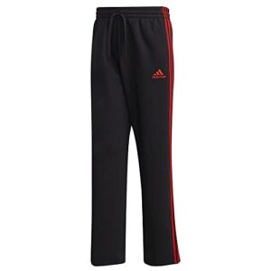 adidas mens Essentials Fleece Open Hem 3-stripes Pants, Black, XX-Large 30 Inseam US