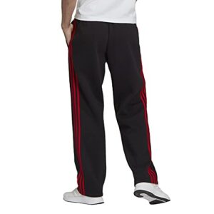 adidas mens Essentials Fleece Open Hem 3-stripes Pants, Black, XX-Large 30 Inseam US