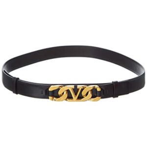 Valentino Vlogo Chain Leather Belt, 70, Black