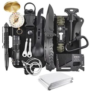 gift for men dad husband him, survival kit 17 in 1, survival gear tool cool gadgets emergency survival gear and equipment christmas stocking stuffers for families hiking camping adventures