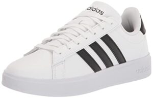 adidas women’s grand court 2.0 tennis shoe, ftwr white/core black/core black, 8.5
