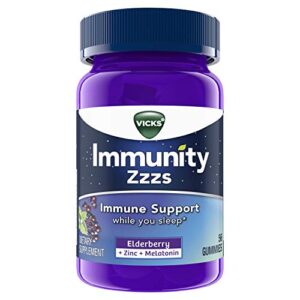 vicks immunity zzzs, elderberry, melatonin, and antioxidant zinc, immune support, naturally fall asleep, 56 gummies