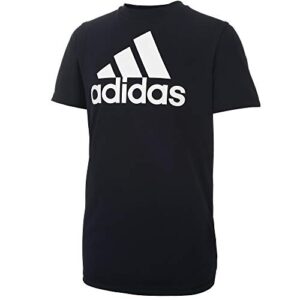 adidas boys’ short sleeve aeroready performance logo tee t-shirt, black, large