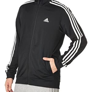 adidas Men's Essentials Warm-Up 3-Stripes Track Top, Black/White, XX-Large