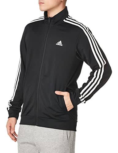 adidas Men's Essentials Warm-Up 3-Stripes Track Top, Black/White, XX-Large