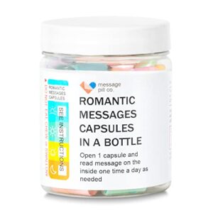 capsule letters message in a bottle – couples gifts love notes for him or her, great romantic girlfriend and boyfriend gift – includes 50 pcs of written love pills letters in a bottle