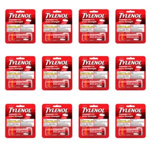 tylenol extra strength caplets with 500 mg acetaminophen, pain reliever & fever reducer, 10 ct (pack of 12)