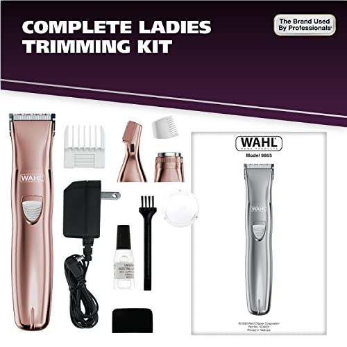 Wahl Pure Confidence Rechargeable Electric Razor, Trimmer, Shaver, & Groomer for Women with 3 Interchangeable Heads - Model 9865-2901V