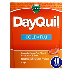 vicks dayquil liquicaps, cough, cold & flu relief, sore throat, fever, & congestion relief, non- drowsy, 48 liquicaps