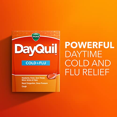 Vicks DayQuil LiquiCaps, Cough, Cold & Flu Relief, Sore Throat, Fever, & Congestion Relief, Non- Drowsy, 48 LiquiCaps