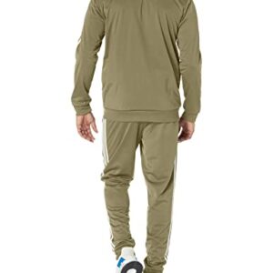 adidas Mens Sportswear Basic 3-stripes Tricot Tracksuit, Olive Strata, Large US