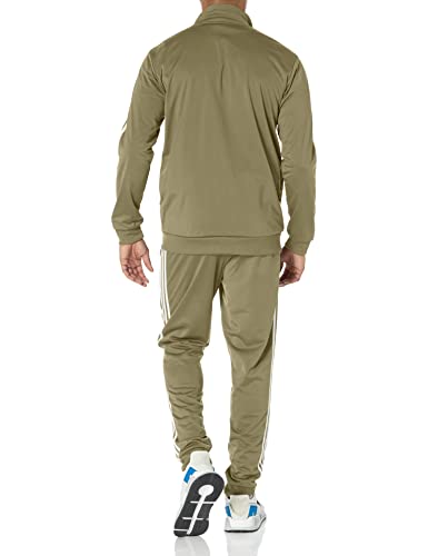 adidas Mens Sportswear Basic 3-stripes Tricot Tracksuit, Olive Strata, Large US