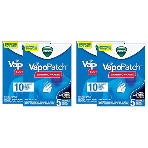 Vicks VapoPatch, Wearable Mess-Free Aroma Patch, Soothing & Comforting Non-Medicated Vapors, for Adults & Children Ages 6+, 5ct (4 Pack)