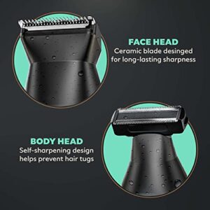 Dollar Shave Club | Double Header Electric Trimmer | Electric Razor with a Beard Trimmer Head & Separate Body Grooming Head | Waterproof Body Shaver & Beard Trimmer, Black