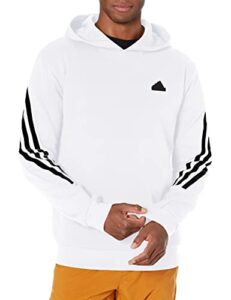 adidas men’s future icon 3-stripes hoodie, white, large