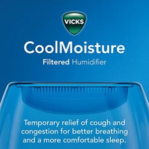 Vicks Filtered Cool Mist Humidifier, Medium Room, 1.1 Gallon Tank - Humidifier for Baby and Kids Rooms, Bedrooms and More, Works with Vicks VapoPads