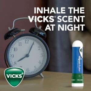 VapoInhaler, On-the-Go Portable Nasal Inhaler, Non-Medicated, With Refreshing Vicks Vapors, Menthol Scent, 3 Scented Sticks