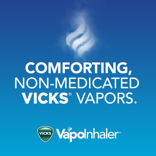 VapoInhaler, On-the-Go Portable Nasal Inhaler, Non-Medicated, With Refreshing Vicks Vapors, Menthol Scent, 3 Scented Sticks