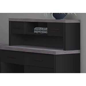 Monarch Specialties Computer Desk L-Shaped - Left or Right Set- Up - Corner Desk with Hutch 60"L (Black - Grey Top)