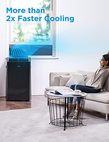 Midea Duo 12,000 BTU (10,000 BTU SACC) HE Inverter Ultra Quiet Portable Air Conditioner, Cools up to 450 Sq. Ft., Works with Alexa/Google Assistant, Includes Remote Control & Window Kit