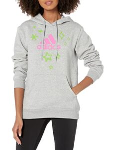 adidas women’s girls on the run graphic hoodie, medium grey heather, large