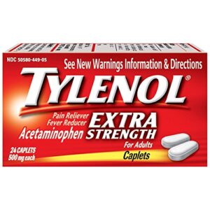 tylenol acetaminophen, extra strength, 500 mg, caplets, 24 caplets
