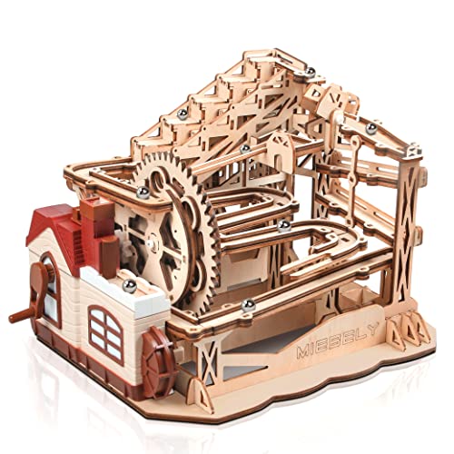 MIEBELY Electrical 3D Wooden Puzzles Craft Toys DIY Marble Run Model Building Kits Block Toys W/Motor, Mechanical Gear Engineering Kit Home Decor Hobbies Idea Valentines Day Gifts for Him Adults Teens