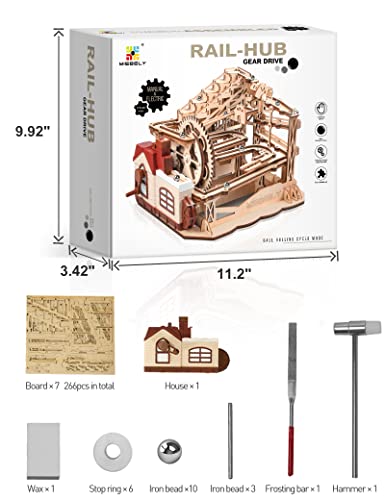 MIEBELY Electrical 3D Wooden Puzzles Craft Toys DIY Marble Run Model Building Kits Block Toys W/Motor, Mechanical Gear Engineering Kit Home Decor Hobbies Idea Valentines Day Gifts for Him Adults Teens