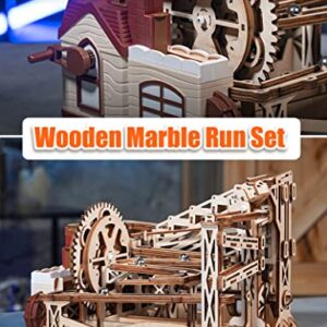 MIEBELY Electrical 3D Wooden Puzzles Craft Toys DIY Marble Run Model Building Kits Block Toys W/Motor, Mechanical Gear Engineering Kit Home Decor Hobbies Idea Valentines Day Gifts for Him Adults Teens