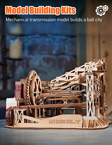 MIEBELY Electrical 3D Wooden Puzzles Craft Toys DIY Marble Run Model Building Kits Block Toys W/Motor, Mechanical Gear Engineering Kit Home Decor Hobbies Idea Valentines Day Gifts for Him Adults Teens