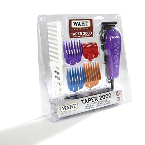 Wahl Professional Taper 2000 Adjustable Cut Clipper #8472-700 – Assorted Color Blade Attachments