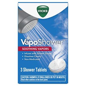 vicks vaposhower, shower tablet, shower bomb, aromatherapy vapors, eucaplytus & menthol, soothing non-medicated vapor steam, 3ct