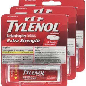 TYLENOL Extra Strength Caplets 10 ea (Pack of 3)