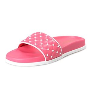 valentino women’s pink leather rockstud flip flops sandals shoes sz us 7 t 37