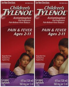 children’s tylenol grape flavor ages 2-11 – 2 packs of 4.0 fl oz