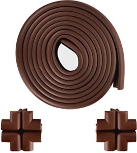 sharp edge and furniture safety guards 20.4ft protective foam cushion; 18ft bumper 8 adhesive childsafe corners baby caring child proofing set nontoxic and safe for table, fireplace, countertop; brown