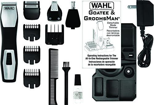 Wahl 9855-300 Groomsman Pro All-in-one Rechargeable Grooming Kit, Black/Silver