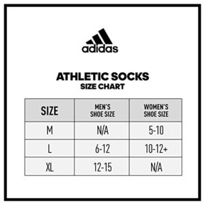 adidas Men's Athletic Cushioned Crew Socks (6-Pair), Black/Aluminum 2, Large