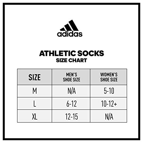 adidas Men's Athletic Cushioned Crew Socks (6-Pair), Black/Aluminum 2, Large