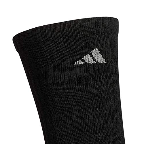 adidas Men's Athletic Cushioned Crew Socks (6-Pair), Black/Aluminum 2, Large
