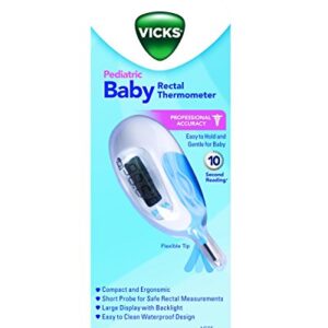 Vicks Baby Rectal Thermometer Baby Thermometer for Rectal Temperature, Short and Flexible Tip with Fast Read Times and Large Digital Display